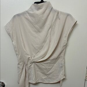 Cider Cream Asymmetrical Tie Front Blouse